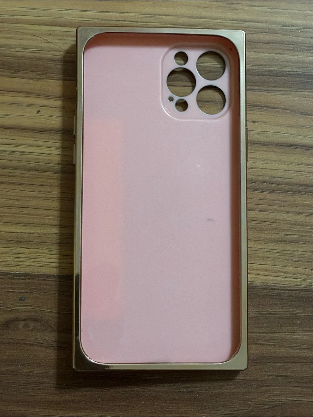 Pink Heart Phone Case with Gold Accents and Hand Strap